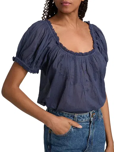 DÔEN Women's Frederica Cotton Top - Adriatic | Thumbnail 6 DÔEN Women's Frederica Cotton Top - Adriatic | Thumbnail 6