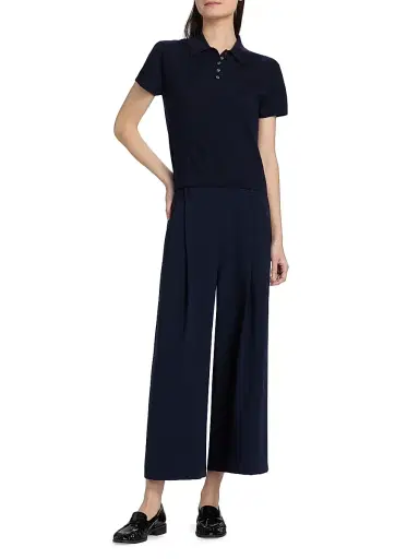 LESET Women's James Short-Sleeve Knit Polo Shirt - Midnight - Size XL | Thumbnail 2