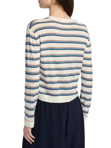 LESET Women's James Striped Merino Wool Sweater - Choco Blue Stripe - Size XS | Thumbnail 5 LESET Women's James Striped Merino Wool Sweater - Choco Blue Stripe - Size XS | Thumbnail 5