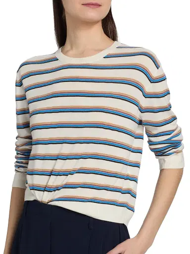 LESET Women's James Striped Merino Wool Sweater - Choco Blue Stripe - Size XS | Thumbnail 6 LESET Women's James Striped Merino Wool Sweater - Choco Blue Stripe - Size XS | Thumbnail 6
