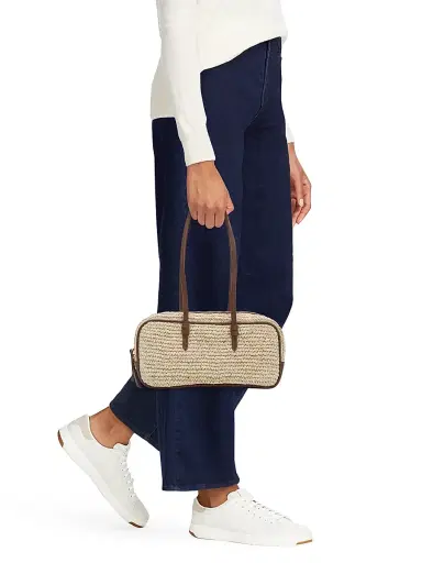 POOLSIDE Women's The Bowler Raffia Bag | Thumbnail 2