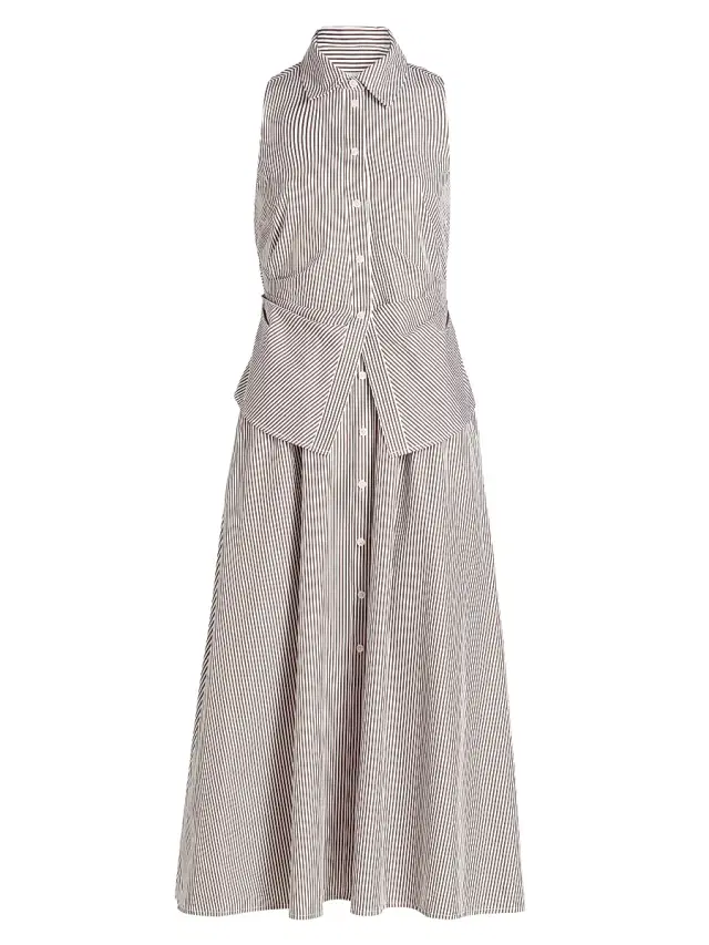 Tanya Taylor Women's Hannah Striped Cotton Sleeveless Shirtdress - Acorn Optic White