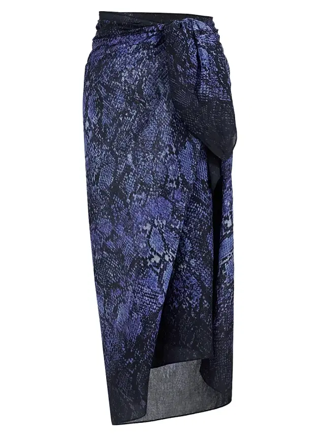 Kobi Halperin Women's Bridget Snakeskin-Print Cotton-Silk Pareo - Tide Multi