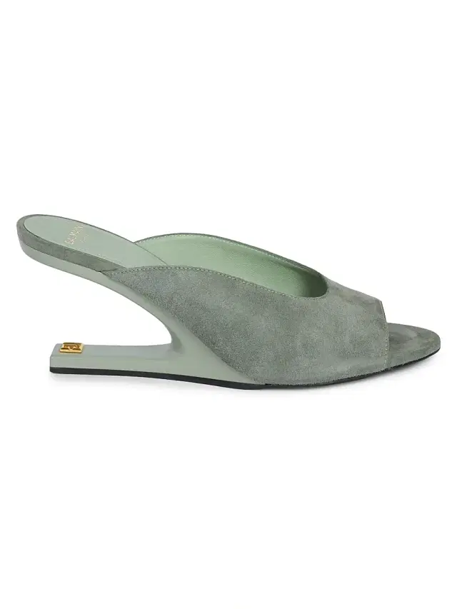 Women's 75MM Suede Mules - Faded Green