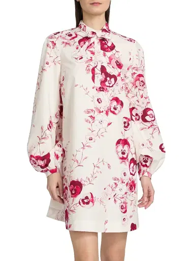 Giambattista Valli Women's Floral Cotton Poplin A-Line Minidress - Ivory Multi - Size 0 | Thumbnail 3 Giambattista Valli Women's Floral Cotton Poplin A-Line Minidress - Ivory Multi - Size 0 | Thumbnail 3