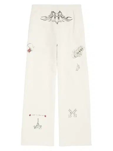 Balenciaga Men's Tattoo Baggy Sweatpants - Cream | Thumbnail 2