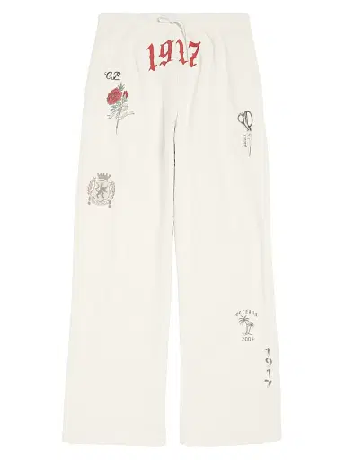 Balenciaga Men's Tattoo Baggy Sweatpants - Cream | Thumbnail 1
