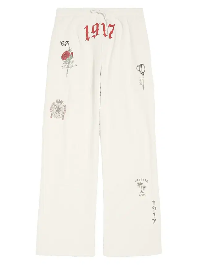 Balenciaga Men's Tattoo Baggy Sweatpants - Cream