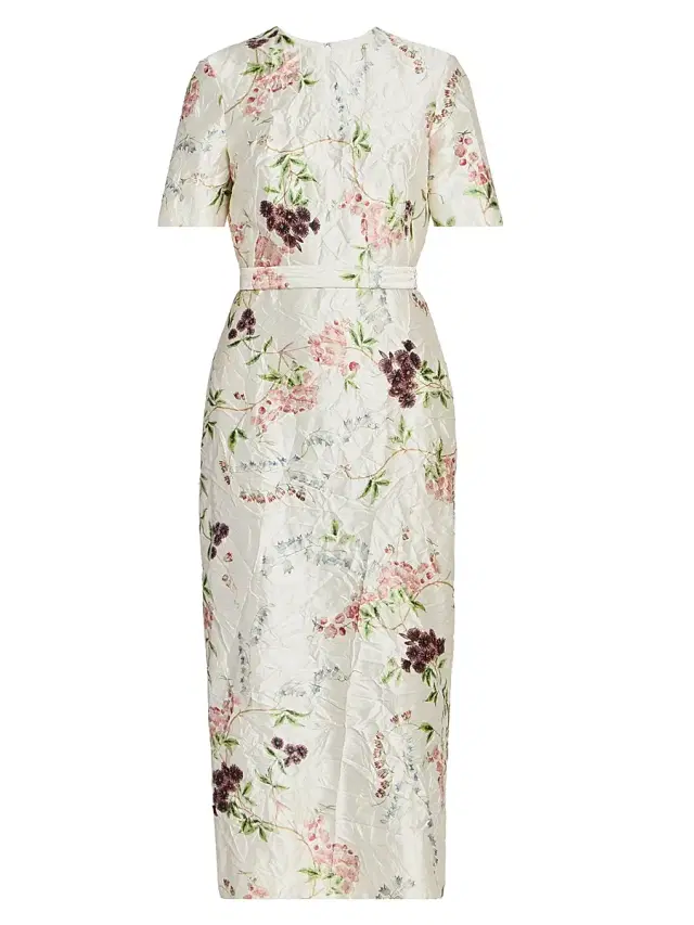 Erdem Women's Floral Textured Satin Midi-Dress - French Chintz Multi White