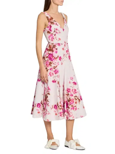 Erdem Women's Floral Cotton Sleeveless Midi-Dress - Rose Bouquet Hot Pink | Thumbnail 4