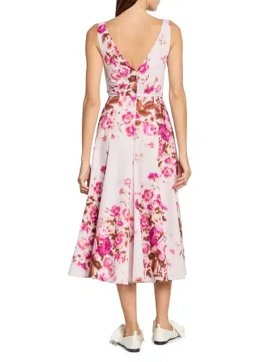 Erdem Women's Floral Cotton Sleeveless Midi-Dress - Rose Bouquet Hot Pink | Thumbnail 5