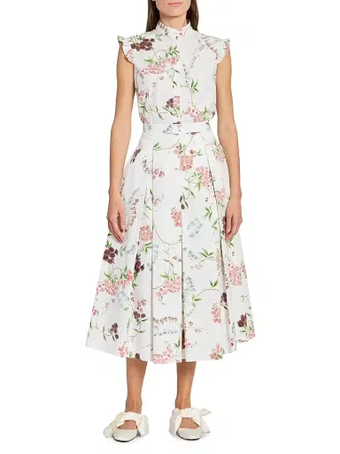 Erdem Women's Floral Cotton Sleeveless Shirt - French Chintz Multi White - Size 6 | Thumbnail 2 Erdem Women's Floral Cotton Sleeveless Shirt - French Chintz Multi White - Size 6 | Thumbnail 2