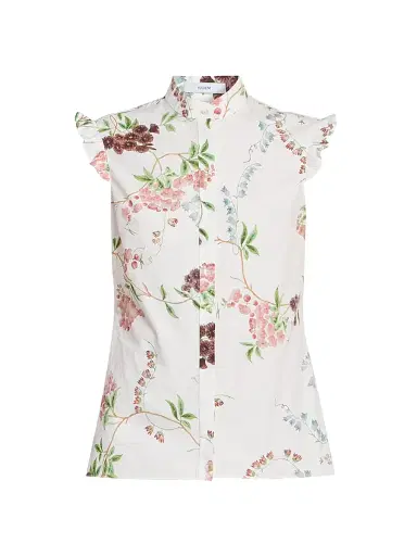 Erdem Women's Floral Cotton Sleeveless Shirt - French Chintz Multi White - Size 6 | Thumbnail 1 Erdem Women's Floral Cotton Sleeveless Shirt - French Chintz Multi White - Size 6 | Thumbnail 1