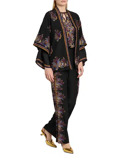 Etro Women's Kesa Floral Paisley Silk Jacket - Nero - Size Medium | Thumbnail 2