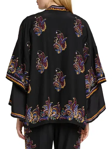 Etro Women's Kesa Floral Paisley Silk Jacket - Nero - Size Medium | Thumbnail 5