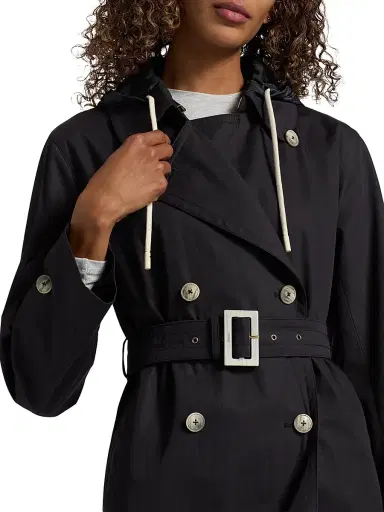 HERNO Women's Techno Taffeta Hooded Trench Coat - Navy - Size 12 | Thumbnail 7 HERNO Women's Techno Taffeta Hooded Trench Coat - Navy - Size 12 | Thumbnail 7