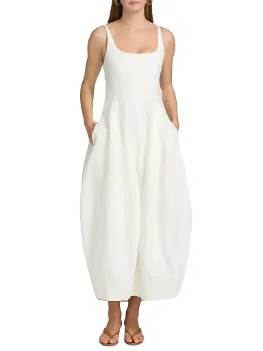 A.L.C. Women's Nina Cotton-Blend Scoopneck Midi-Dress - Bone China - Size 14 | Thumbnail 3 A.L.C. Women's Nina Cotton-Blend Scoopneck Midi-Dress - Bone China - Size 14 | Thumbnail 3