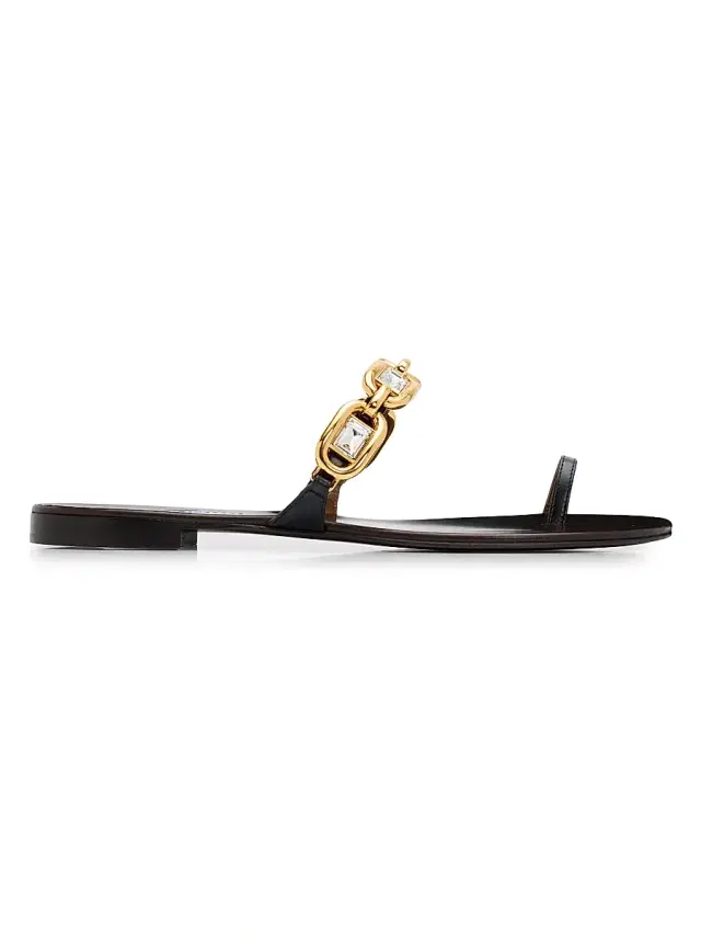 Women's Jewel Crystal-Embellished Flat Sandals - Cuoio