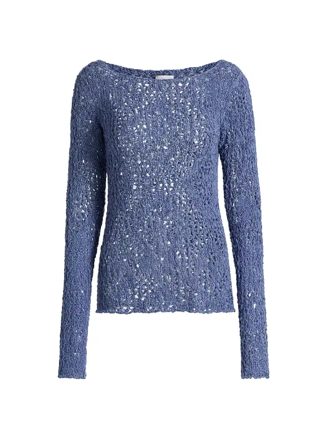 The Elder Statesman Women's Lake Pointelle Sweater - Denim