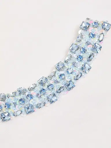 Cinq à Sept Women's Rhinestone Border Shrunken T-Shirt | Thumbnail 7