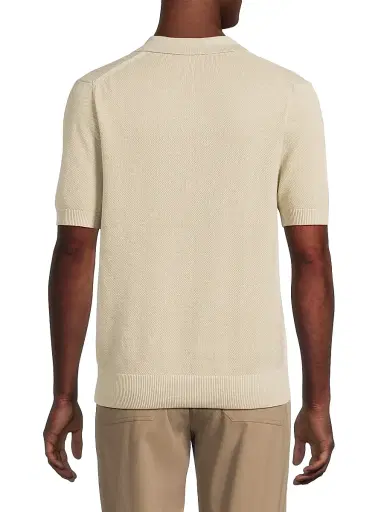 Vince Men's Piqué Cotton-Blend Polo Shirt - Parchment - Size XXL | Thumbnail 5 Vince Men's Piqué Cotton-Blend Polo Shirt - Parchment - Size XXL | Thumbnail 5