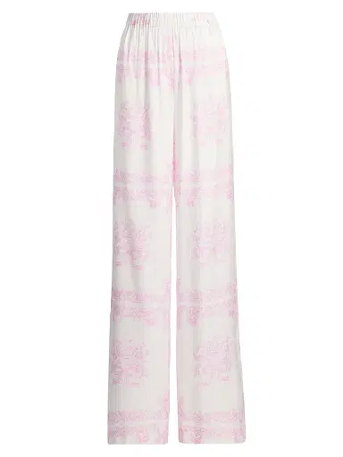 LoveShackFancy Women's Helia Printed Wide-Leg Pants - Ivory Heirloom - Size Large | Thumbnail 1 LoveShackFancy Women's Helia Printed Wide-Leg Pants - Ivory Heirloom - Size Large | Thumbnail 1