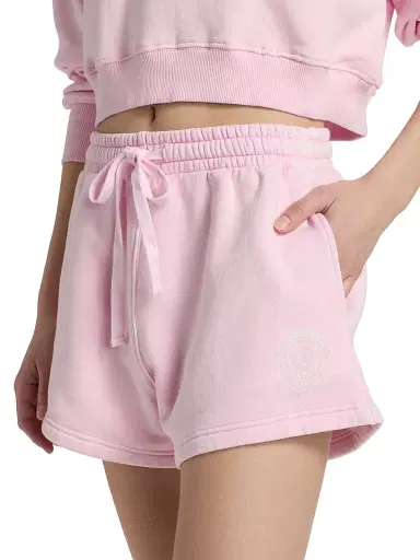 LoveShackFancy Women's Abrah Fit Club Logo Shorts - Peony Macaron | Thumbnail 6