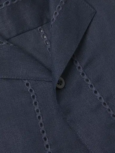 Vince Men's Eyelet Striped Linen Shirt - Coastal | Thumbnail 6 Vince Men's Eyelet Striped Linen Shirt - Coastal | Thumbnail 6