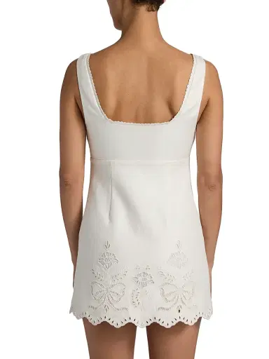 LoveShackFancy Women's Fable Linen-Cotton Sheath Minidress - Moon Beam - Size 14 | Thumbnail 5