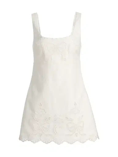 LoveShackFancy Women's Fable Linen-Cotton Sheath Minidress - Moon Beam - Size 14 | Thumbnail 1