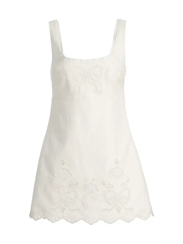 LoveShackFancy Women's Fable Linen-Cotton Sheath Minidress - Moon Beam