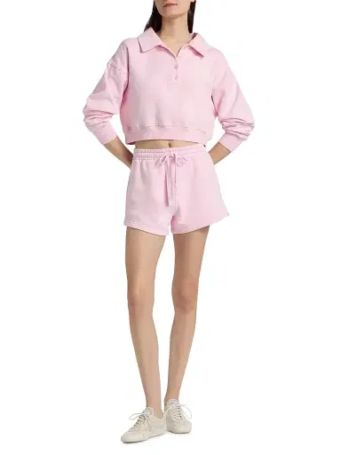 LoveShackFancy Women's Menzelle Fit Club Crop Polo Sweater - Peony Macaron - Size Large | Thumbnail 2 LoveShackFancy Women's Menzelle Fit Club Crop Polo Sweater - Peony Macaron - Size Large | Thumbnail 2