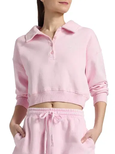 LoveShackFancy Women's Menzelle Fit Club Crop Polo Sweater - Peony Macaron - Size Large | Thumbnail 6 LoveShackFancy Women's Menzelle Fit Club Crop Polo Sweater - Peony Macaron - Size Large | Thumbnail 6
