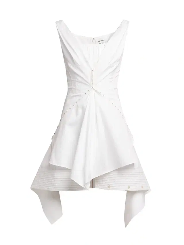 Women's Striped Cotton Cinch Minidress - White