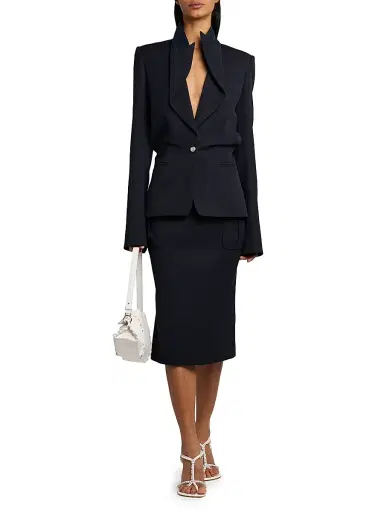 Alexander McQueen Women's Grained Wool Pencil Skirt - Midnight Blue - Size 10 | Thumbnail 2 Alexander McQueen Women's Grained Wool Pencil Skirt - Midnight Blue - Size 10 | Thumbnail 2