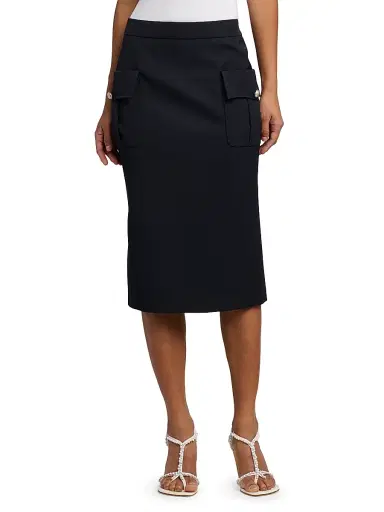 Alexander McQueen Women's Grained Wool Pencil Skirt - Midnight Blue - Size 10 | Thumbnail 3 Alexander McQueen Women's Grained Wool Pencil Skirt - Midnight Blue - Size 10 | Thumbnail 3