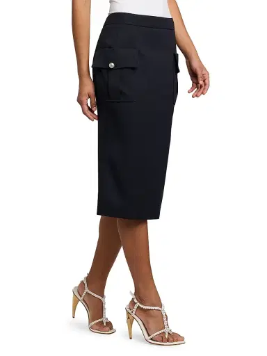 Alexander McQueen Women's Grained Wool Pencil Skirt - Midnight Blue - Size 10 | Thumbnail 4 Alexander McQueen Women's Grained Wool Pencil Skirt - Midnight Blue - Size 10 | Thumbnail 4