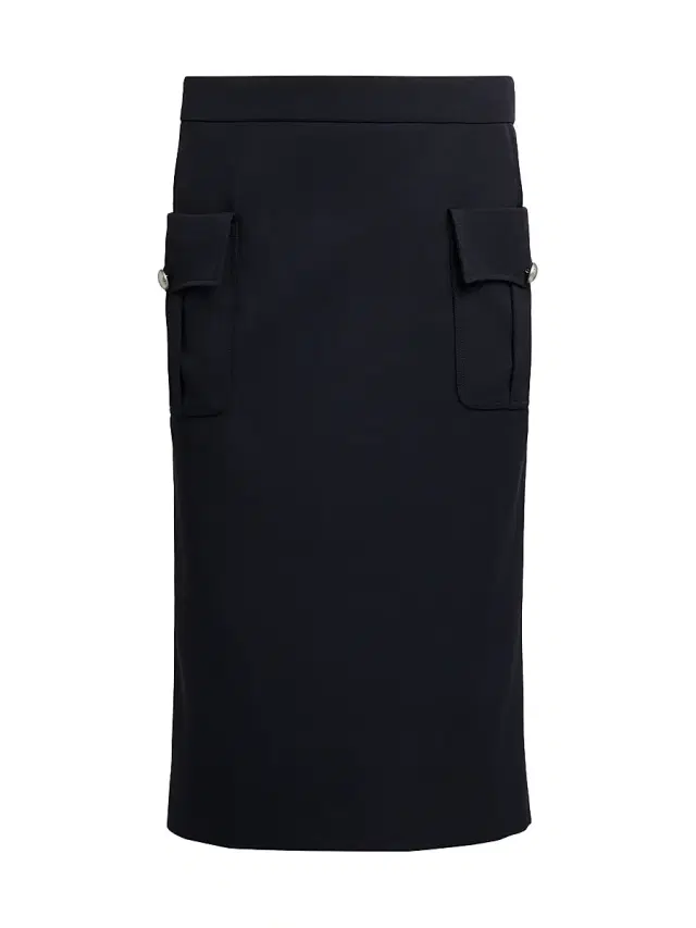 McQueen Women's Grained Wool Pencil Skirt - Midnight Blue