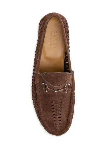 Gucci Men's Horsebit Braided Suede Moccasins | Thumbnail 4 Gucci Men's Horsebit Braided Suede Moccasins | Thumbnail 4