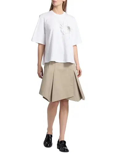 3.1 Phillip Lim Women's Trapeze Floral Appliqué Cotton T-Shirt - White | Thumbnail 2