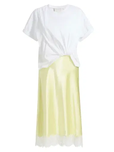 3.1 Phillip Lim Women's Layered T-Shirt & Slip Combo Midi-Dress - White Yuzu | Thumbnail 1