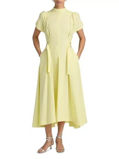 3.1 Phillip Lim Women's Puff Sleeve Side-Tie Cotton Poplin Midi-Dress | Thumbnail 2 3.1 Phillip Lim Women's Puff Sleeve Side-Tie Cotton Poplin Midi-Dress | Thumbnail 2
