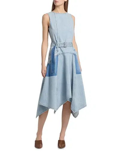 3.1 Phillip Lim Women's Ghost Patch Belted Denim Midi-Dress - Light Blue | Thumbnail 2