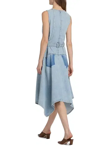 3.1 Phillip Lim Women's Ghost Patch Belted Denim Midi-Dress - Light Blue | Thumbnail 5