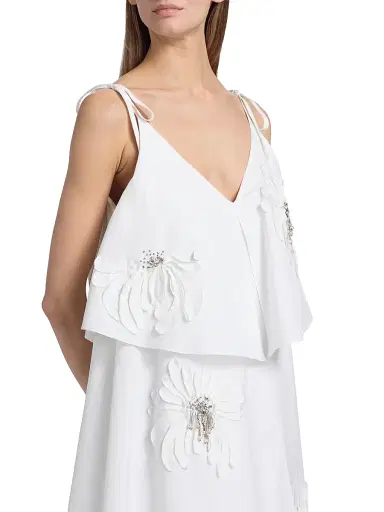 3.1 Phillip Lim Women's Floral-Appliquéd Layered Midi-Dress - White | Thumbnail 6