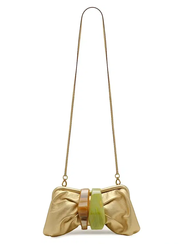 Cult Gaia Women's Julita Bow-Style Leather Clutch - Brass