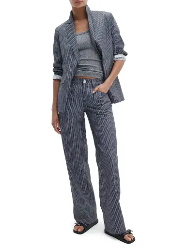 rag & bone Women's Saige Striped Low-Rise Poplin Pant - Salute Stripe | Thumbnail 2