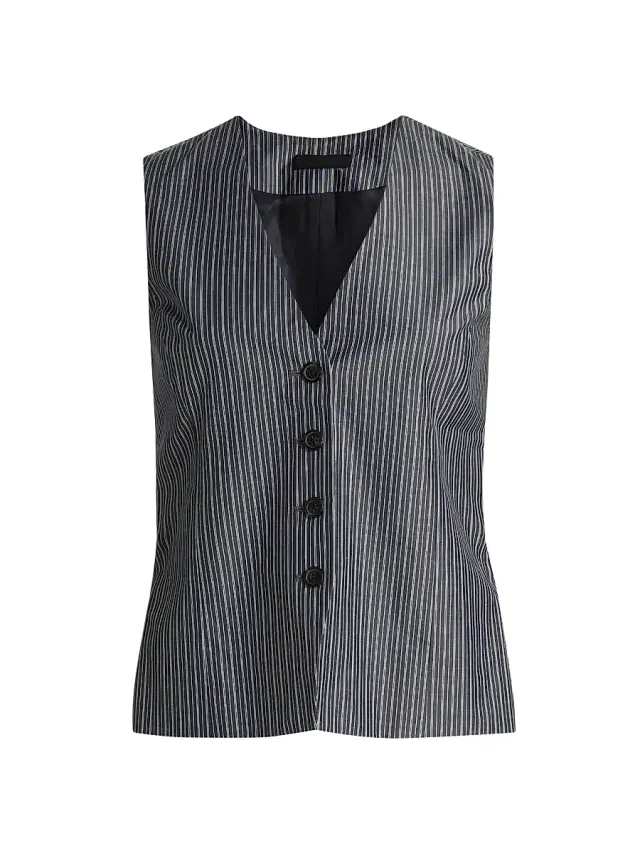 rag & bone Women's Paulette Striped Poplin Vest - Salute Stripe