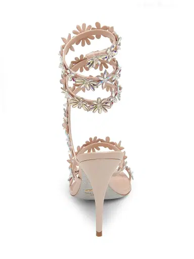 René Caovilla Women's Cleo 100MM Satin Wrap Sandals - Beige Satin Crystal | Thumbnail 6 René Caovilla Women's Cleo 100MM Satin Wrap Sandals - Beige Satin Crystal | Thumbnail 6