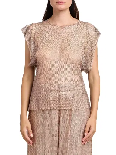 Alberta Ferretti Women's Metallic Sheer T-Shirt | Thumbnail 3 Alberta Ferretti Women's Metallic Sheer T-Shirt | Thumbnail 3